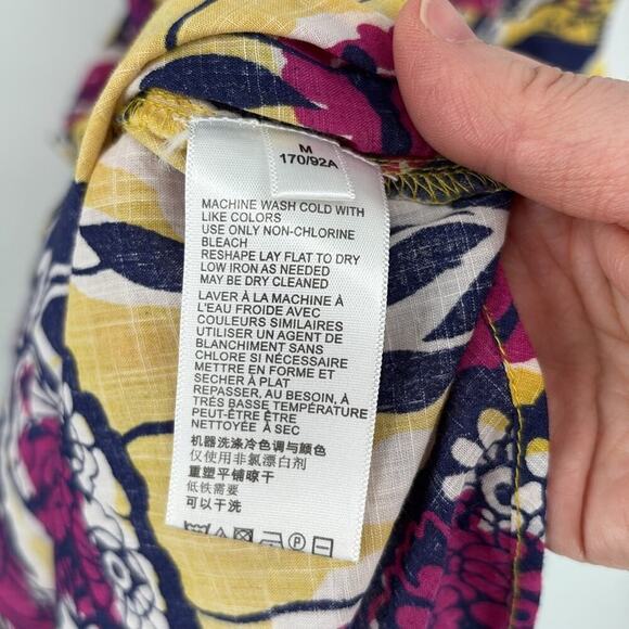 Urban Outfitters Yellow Blue Magenta Floral Halter One Shoulder Cotton Dress M - Picture 10 of 15